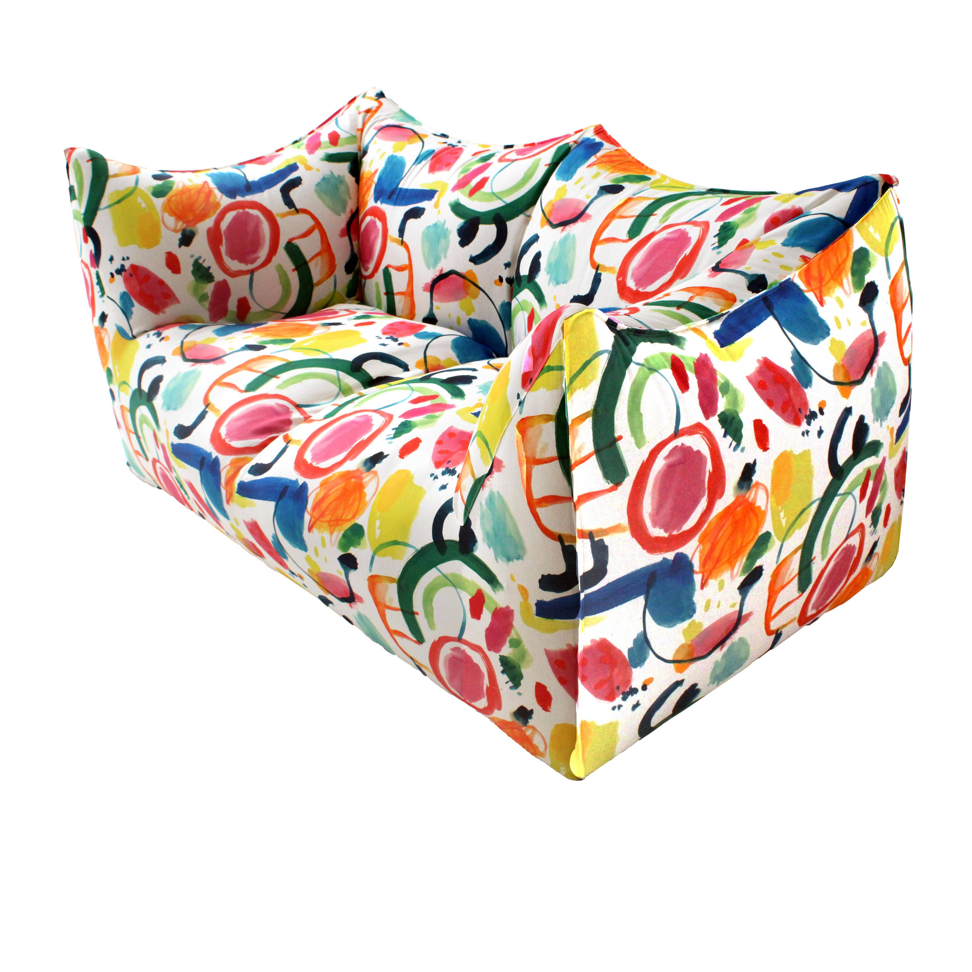 Bibambola Sofa Designed by Mario Bellini Upholstered With Colored Arty fabric