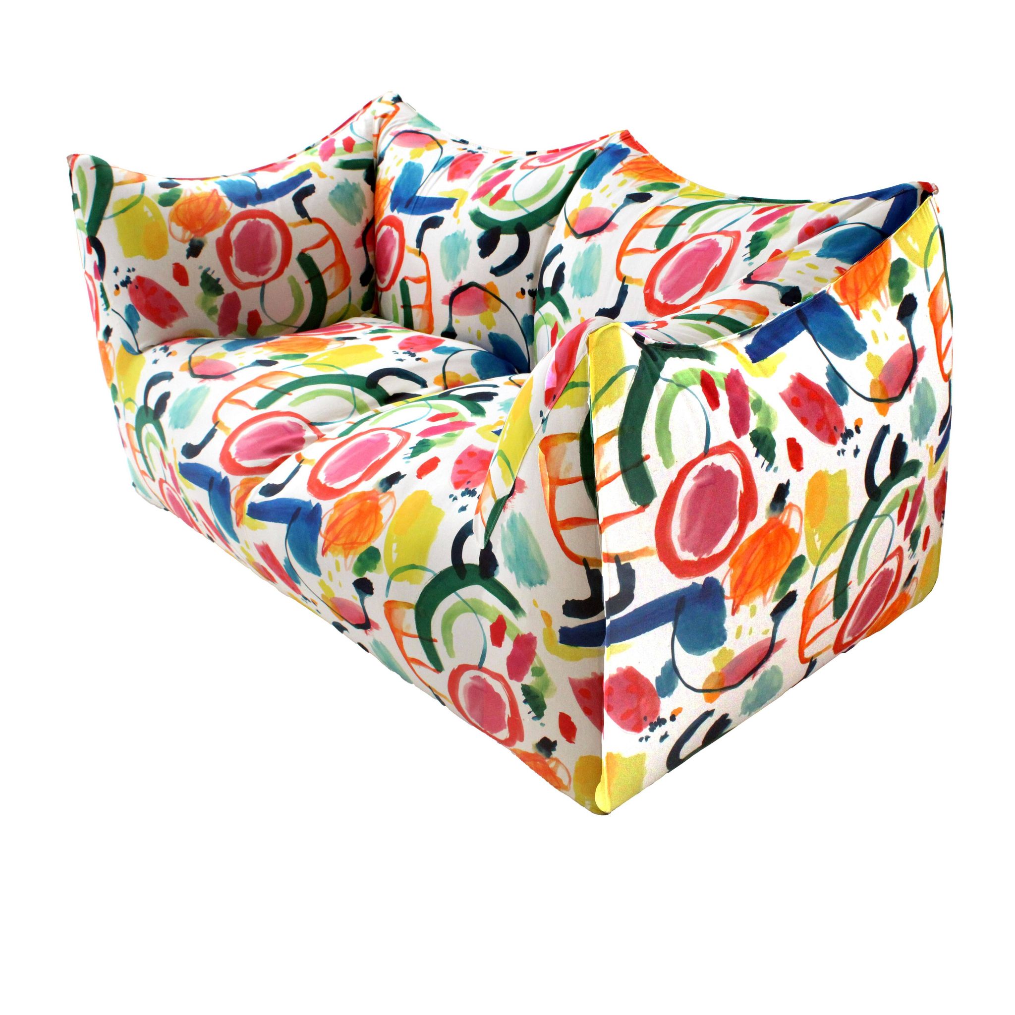 Sofa Bibambola conçu par Mario Bellini, revêtu de tissu Arty coloré.