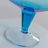 Blue Murano Glass Footed Dessert Bowl, Italy 1980s - Vintage Verre-et-Cristal Art