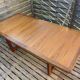 Extendable teak table, sled base, vintage style.