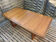 Extendable teak table, sled base, vintage style.
