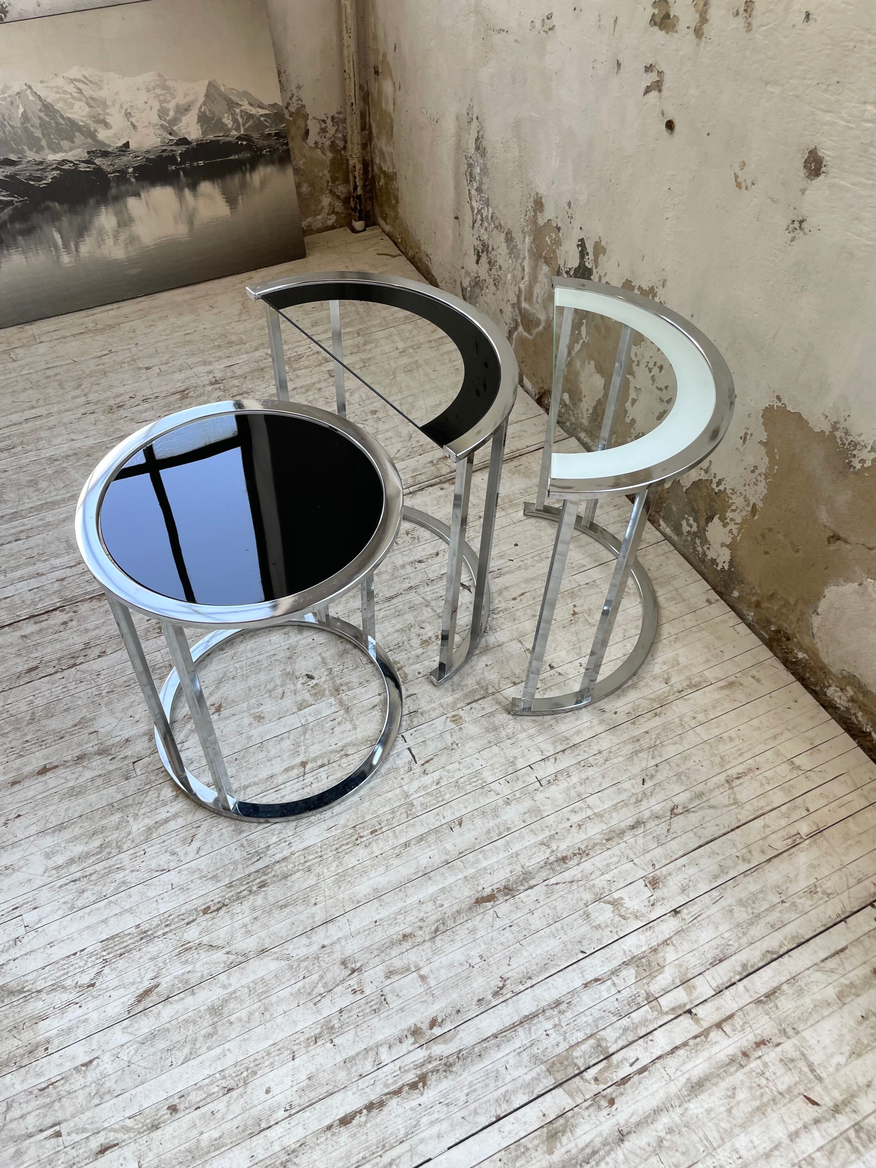 Trio of 70s chrome consoles