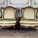 Pair Of Louis XV Style Bergeres In Finely Carved Walnut Around 1920