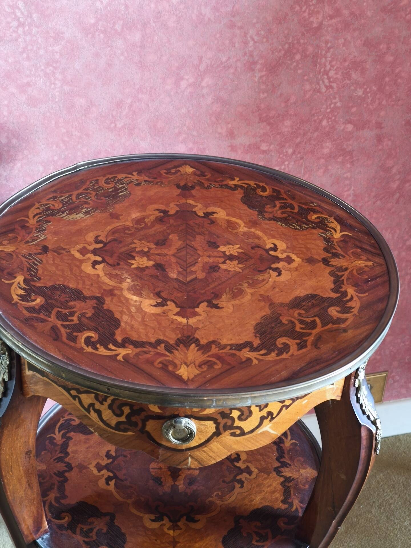 Napoleon III side table with three tiers in marquetry – 19th century