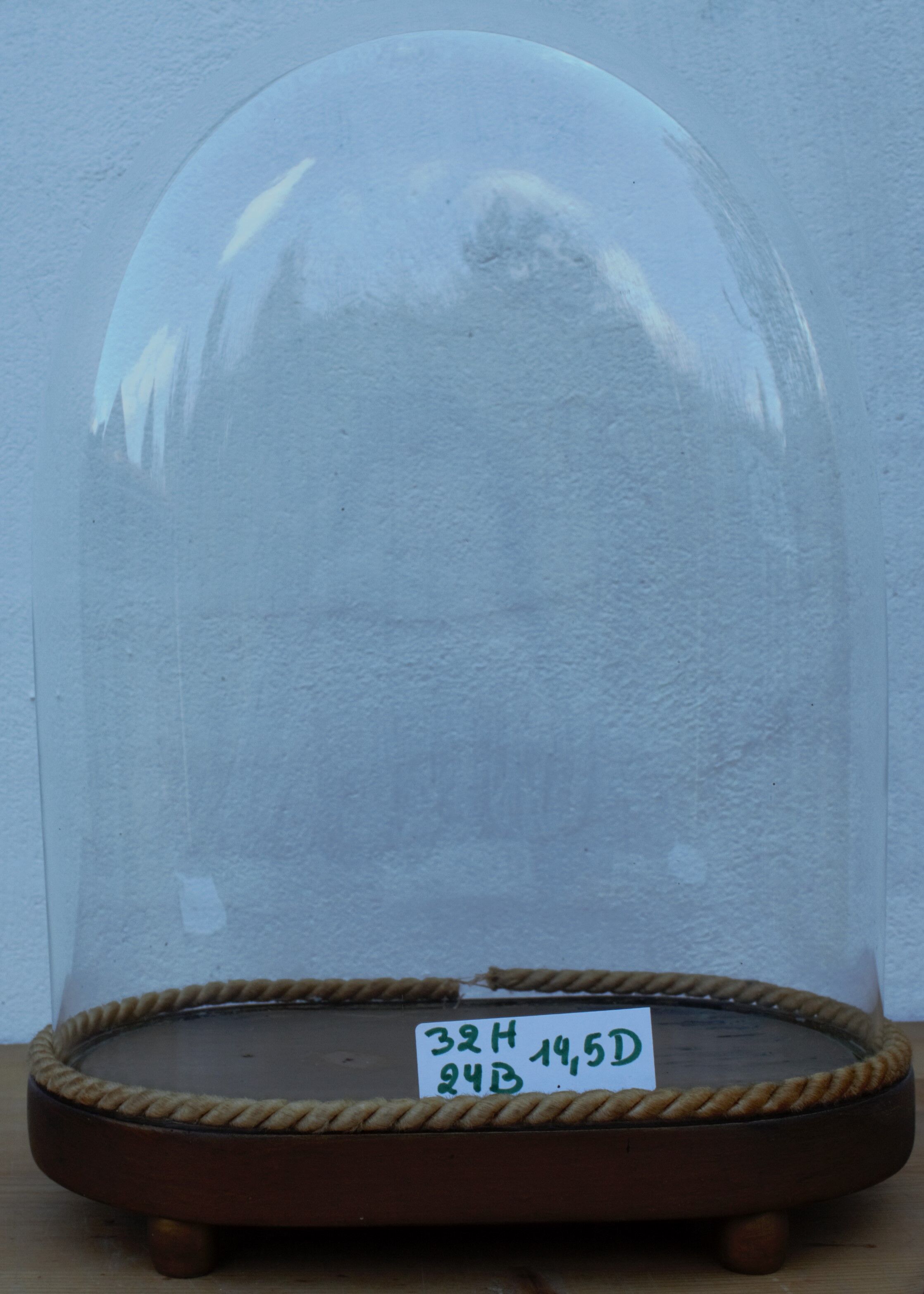 Antique wedding globe in oval glass 32 cm high