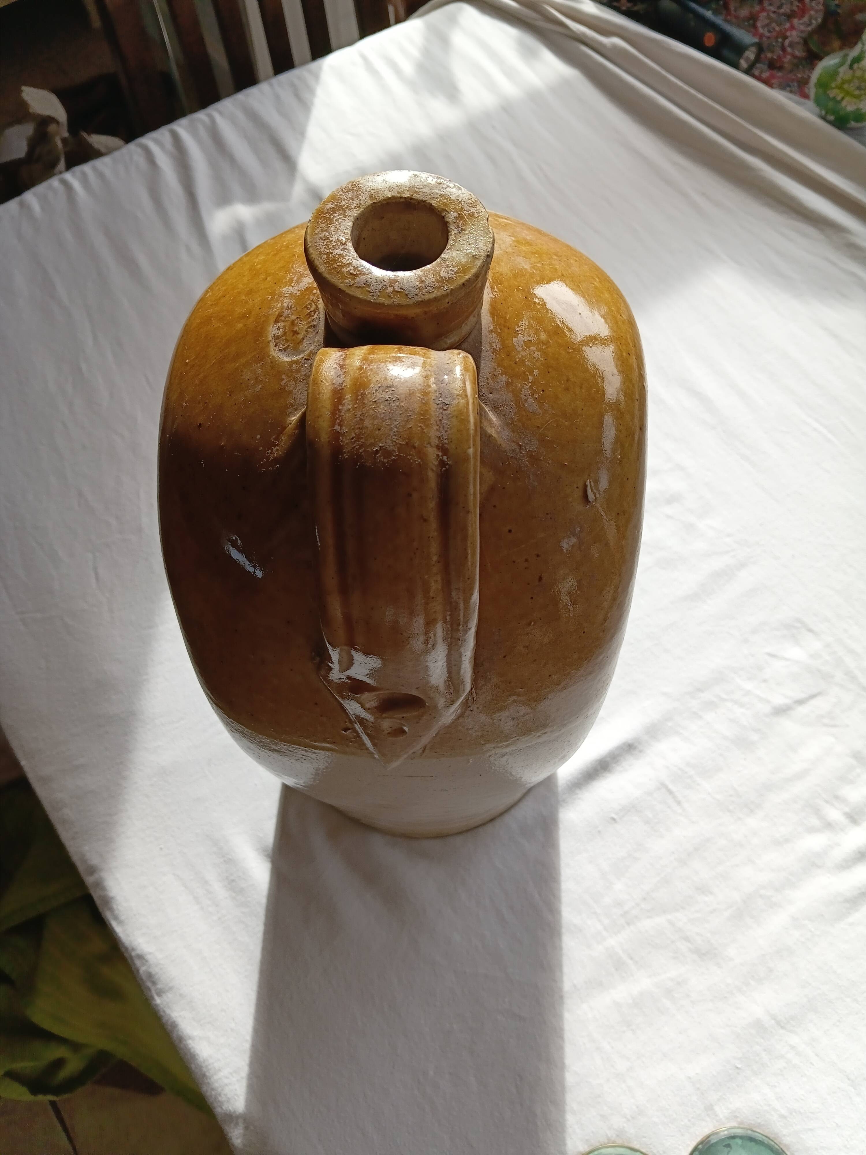 Flacon à whisky en grès de Bristol, à côtés plats, 2 gallons, victorien (vers 1900)