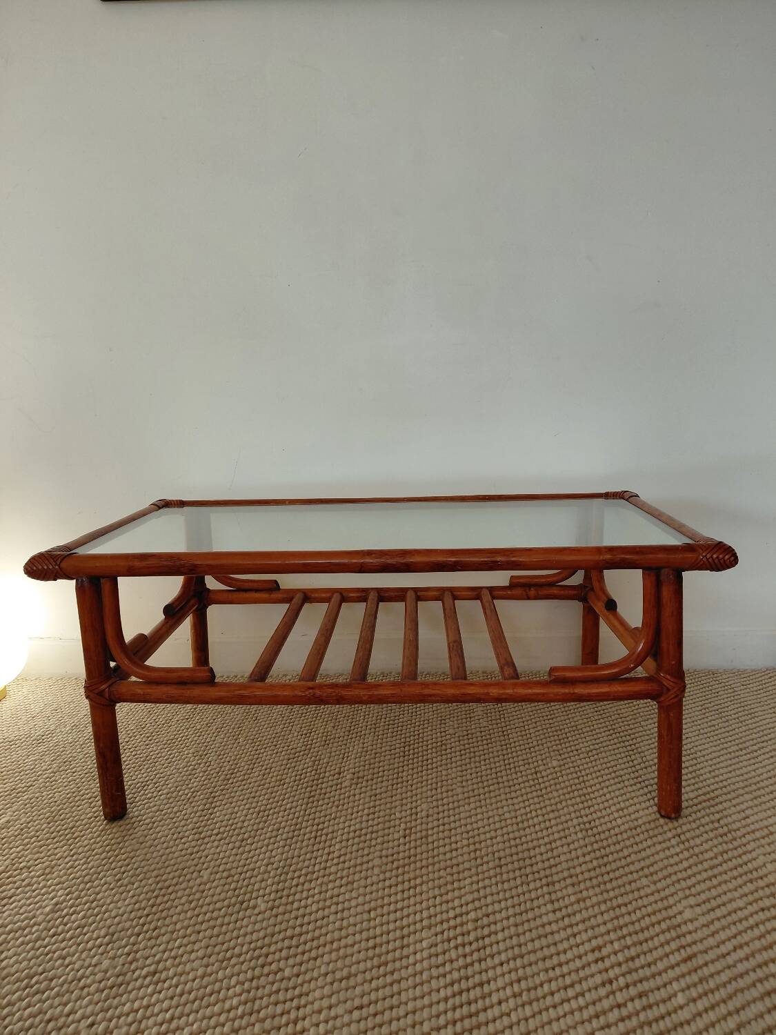 1970s rattan coffee table
