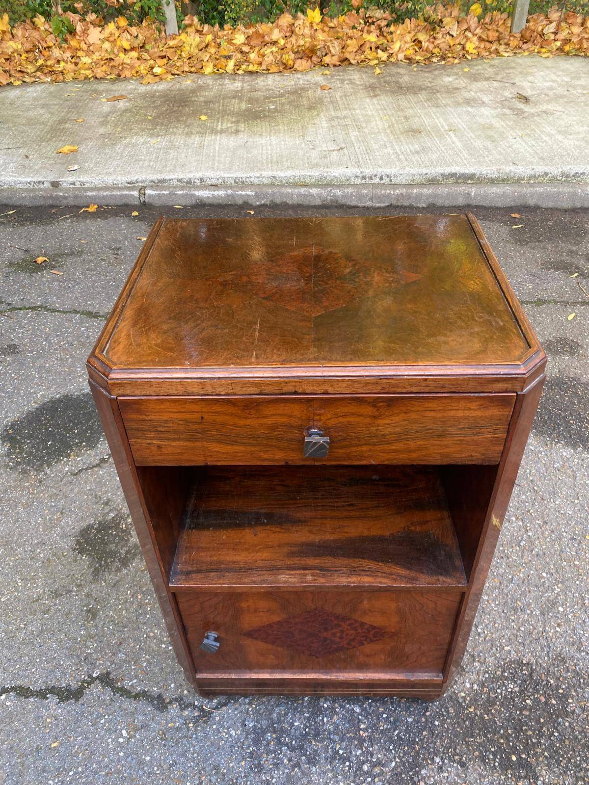 Art Deco solid mahogany bedside table, 1960s