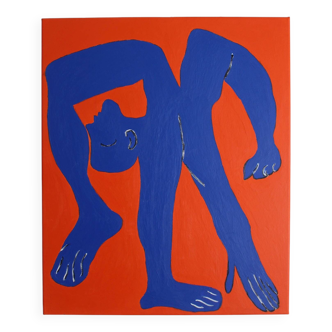 Figurative painting "The Blue Man" 65x54cm by Bodasca