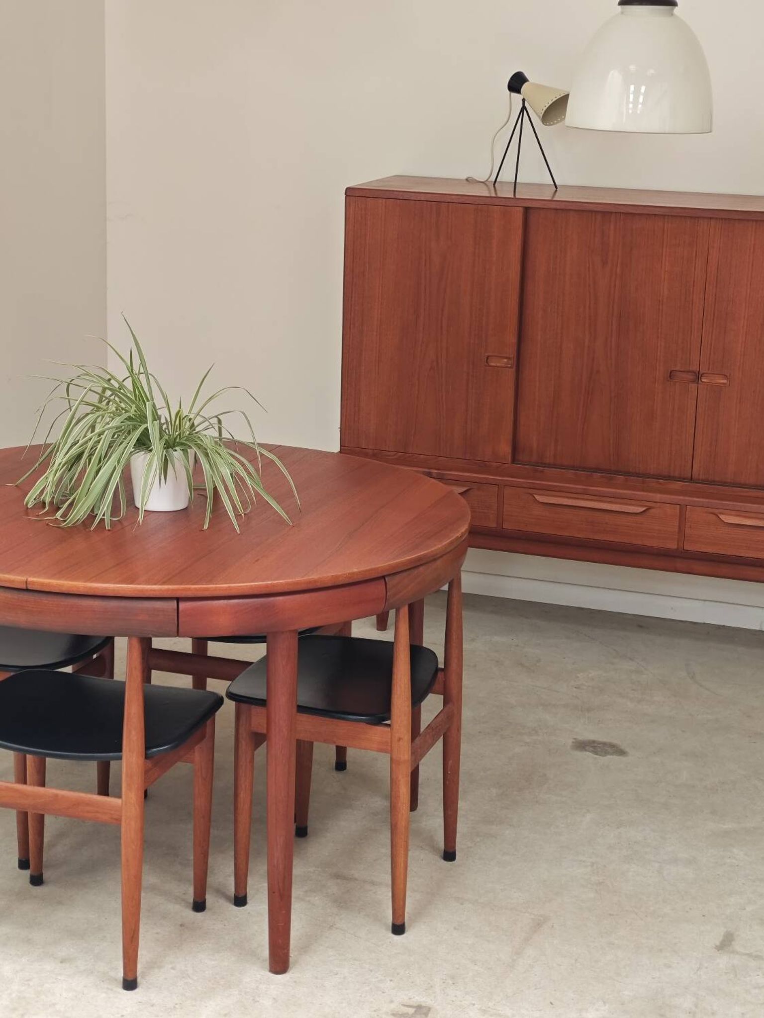 Table de repas et 4 chaises par Hans Olsen pour Frem Rojle  Danemark
