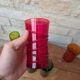 Mismatched colored glass orangeade set with pitcher and 6 glasses