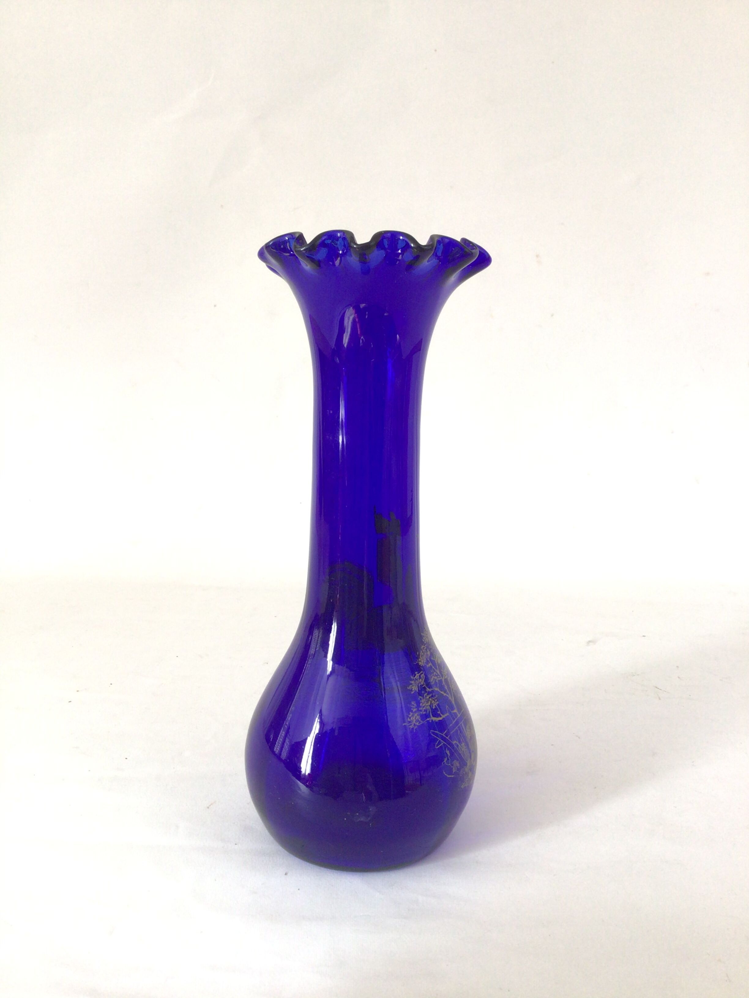 Rooster enamelled glass vase