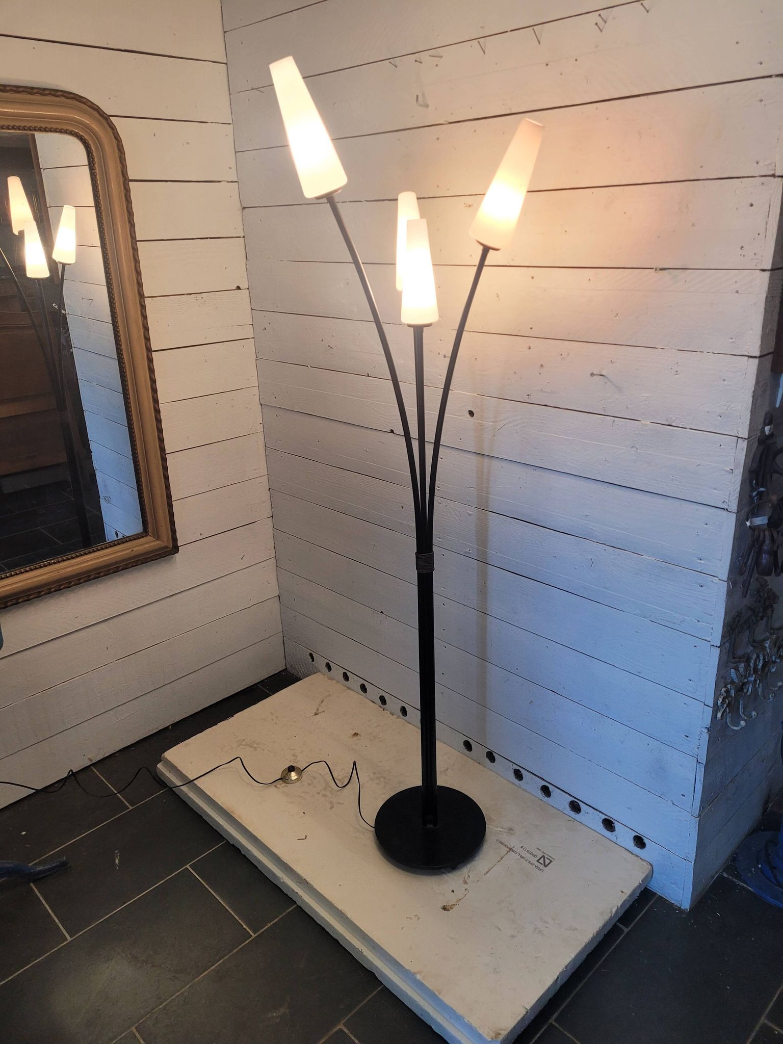 Lampadaire vintage 4 lumières des années 60