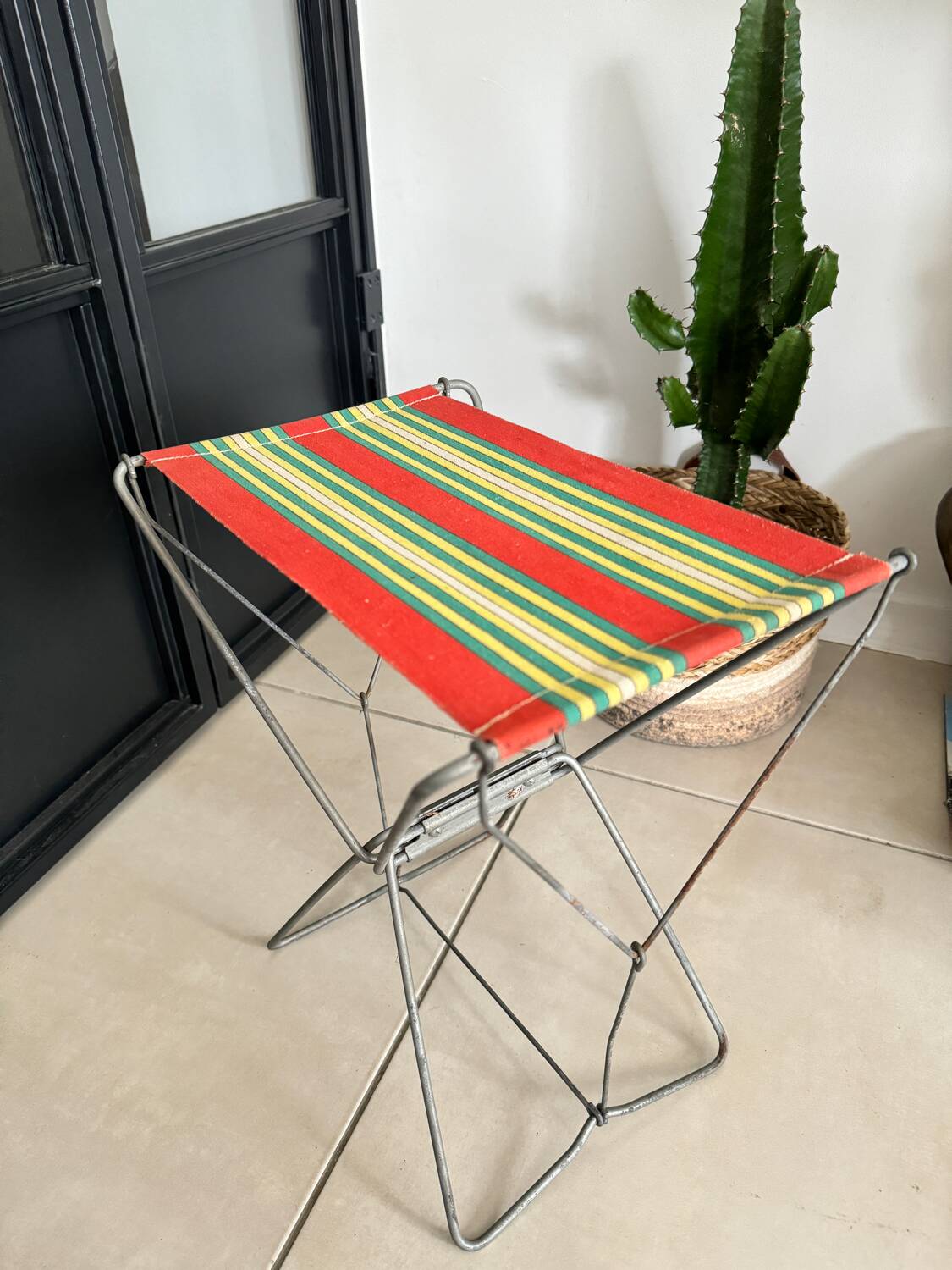 Vintage canvas folding stool