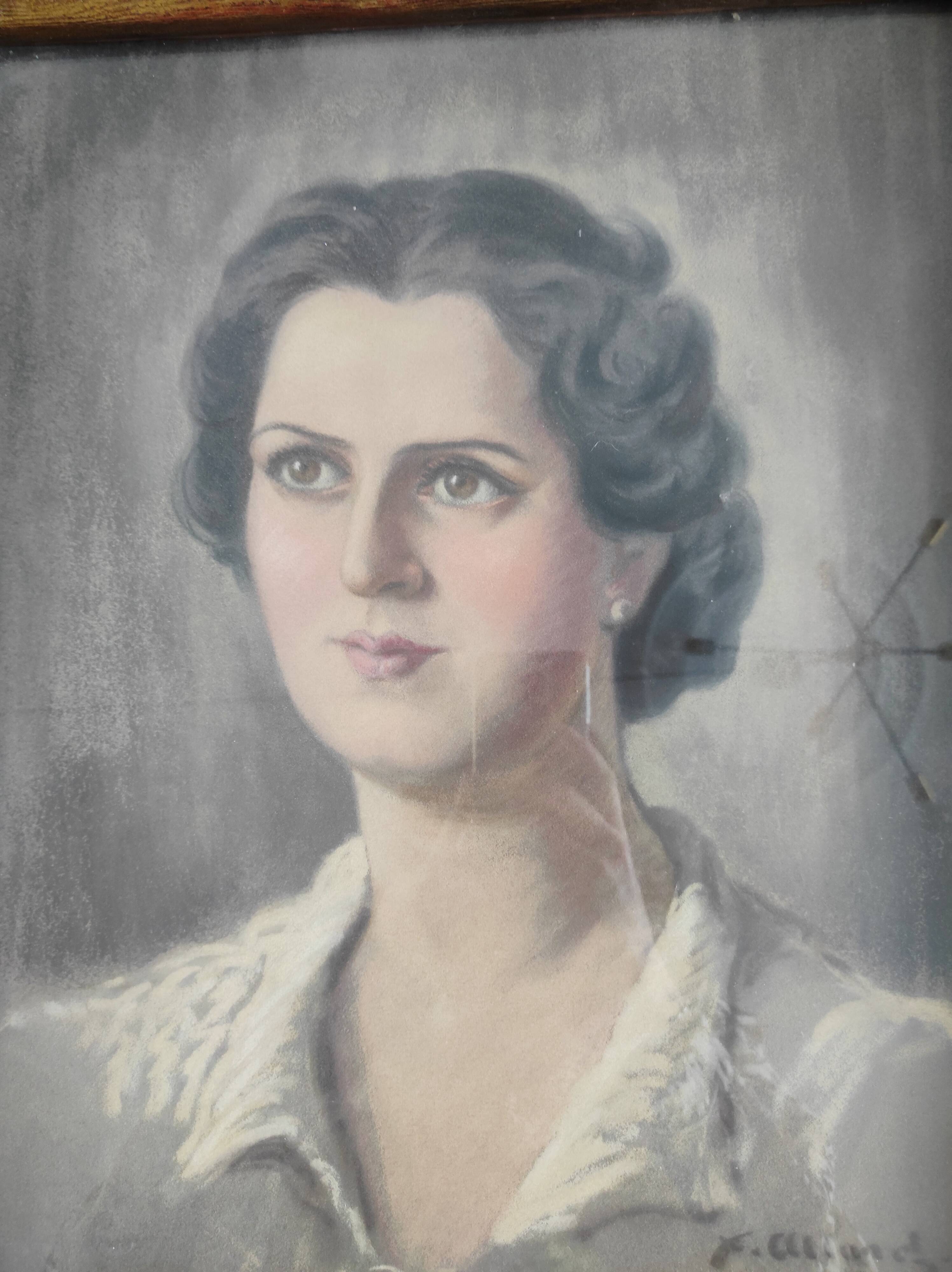 Portrait of a Lady in pastel, signed Xavier Allard