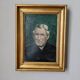 Old oil on canvas portrait of a man from the 20th century, countryside decoration, golden frame