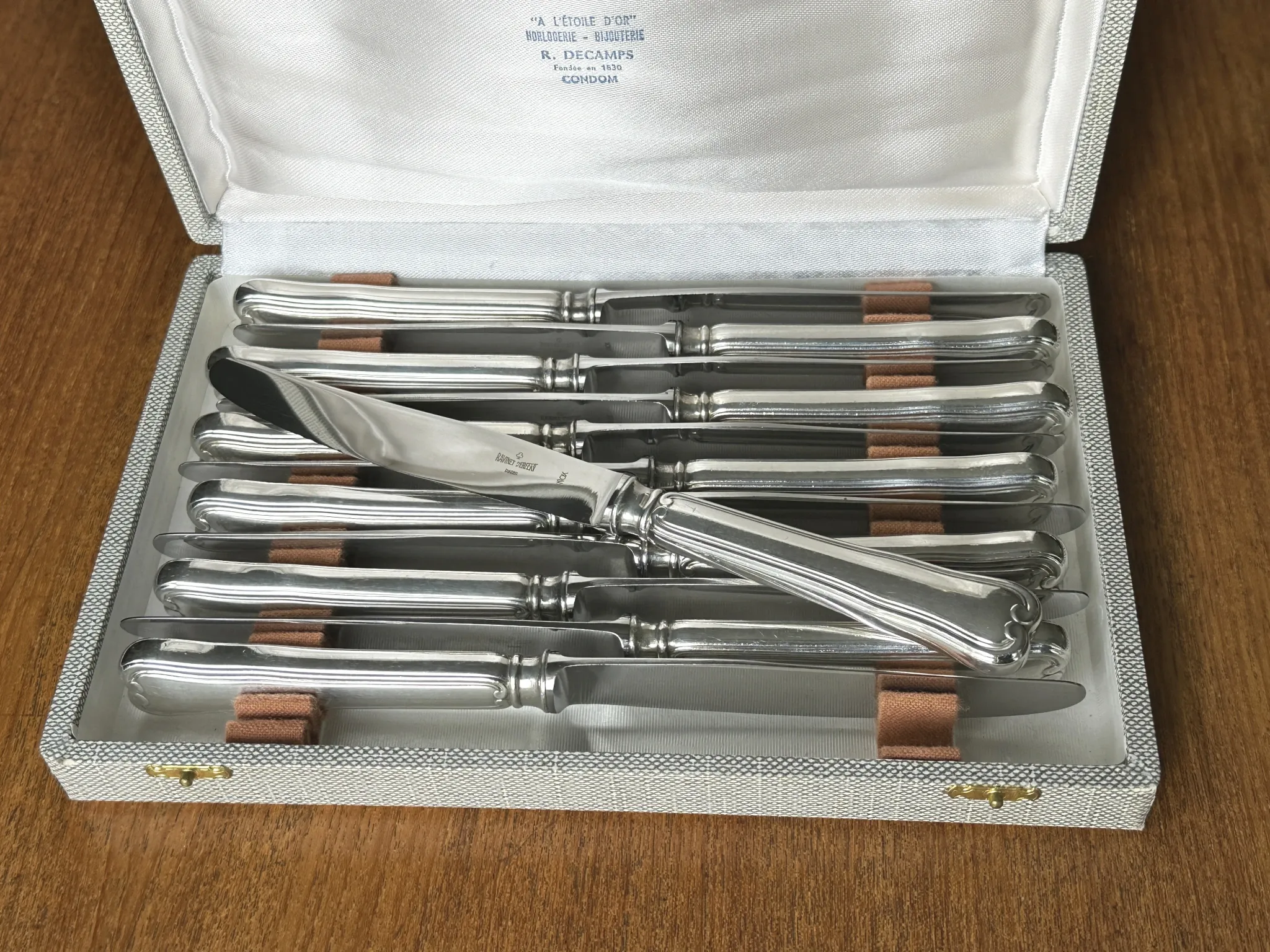 12 silver-plated dessert knives Ravinet D'enfert model Filet Contours