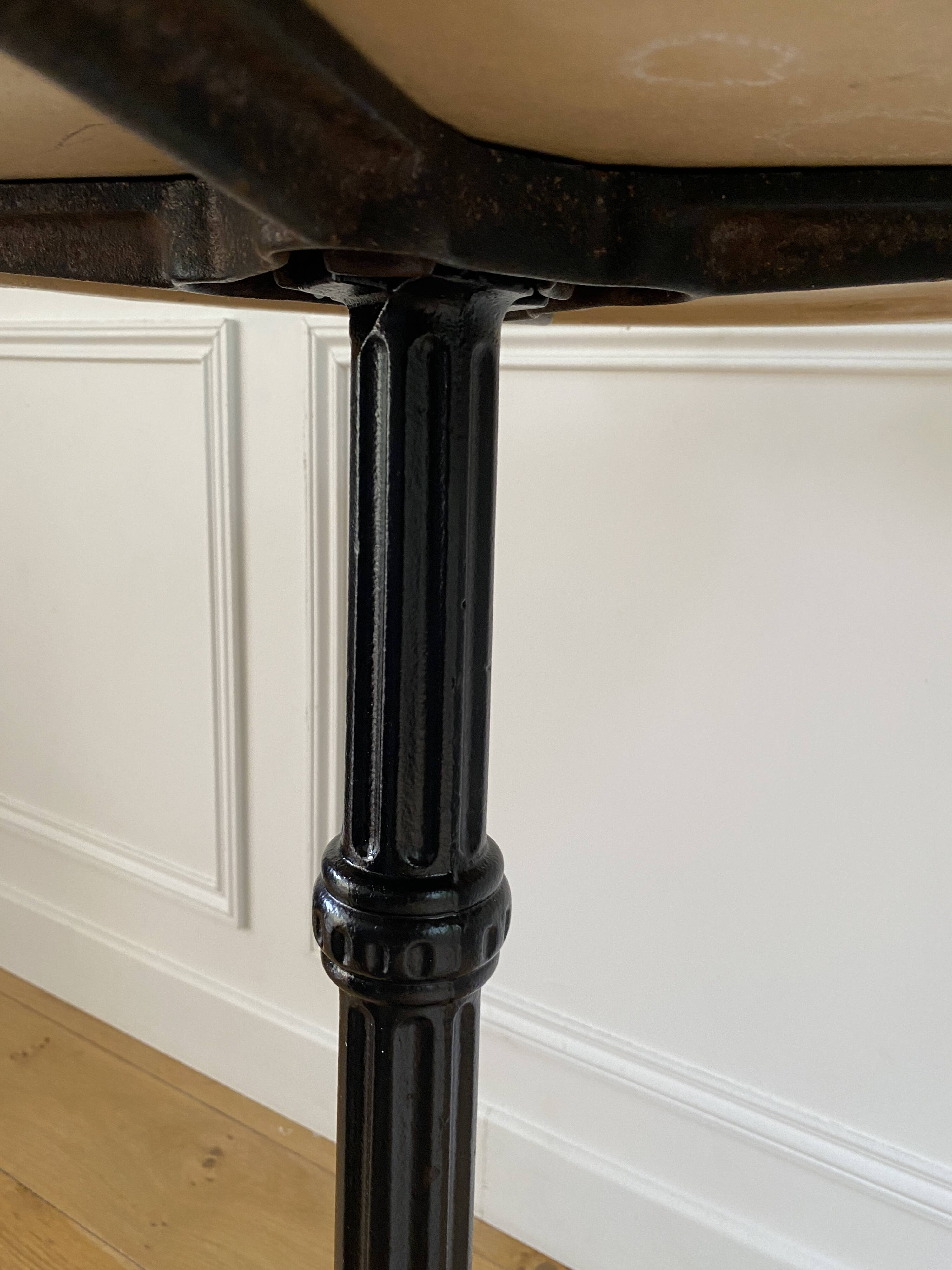 Bistro table, vintage side table, cast iron legs, imitation resin top