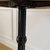 Bistro table, vintage side table, cast iron legs, imitation resin top
