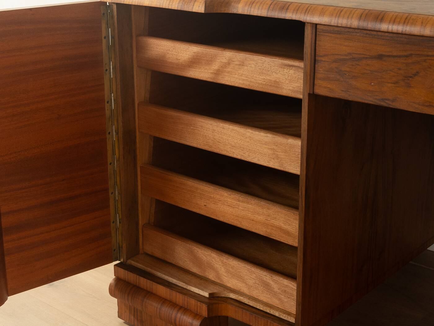 Double pedestal desk, Art Deco, 1930s, walnut veneer