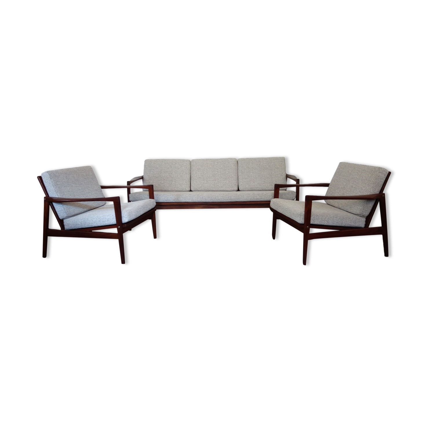 Bench and 2 Scandinavian armchairs 60s