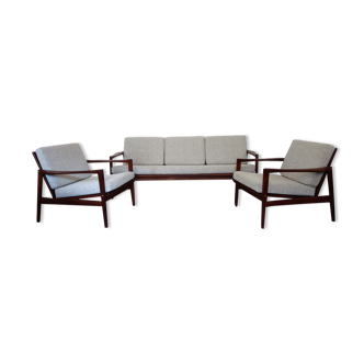 Bench and 2 Scandinavian armchairs 60s