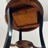 Round Biedermeier Sewing Table in Walnut with Ebonized Legs, South Germany, 1825