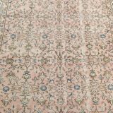 Light Pink & Blue Floral Turkish Vintage Rug, 155x248Cm