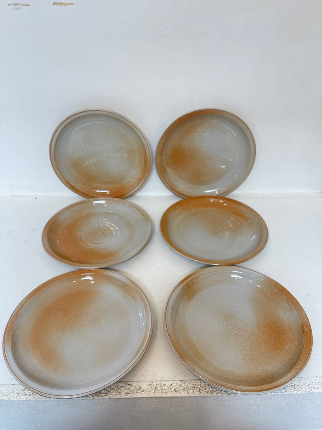 6 stoneware dessert plates, 1970