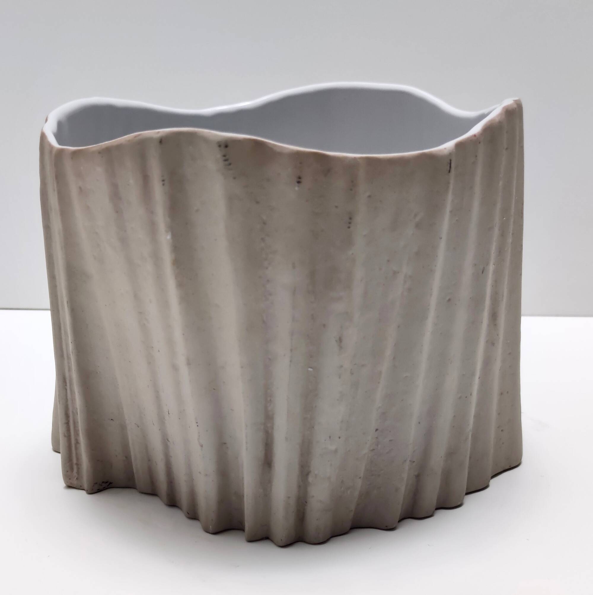 Irregular Shaped Grey Earthenware Vase by Rosenthal, Italy