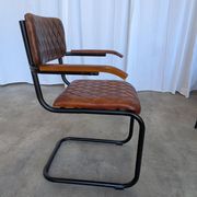 Chaise de salle à manger en cuir matelassé vintage : fauteuil de bureau industriel
