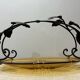 Val Saint Lambert amber glass bowl, Candide series, metal leaf mount