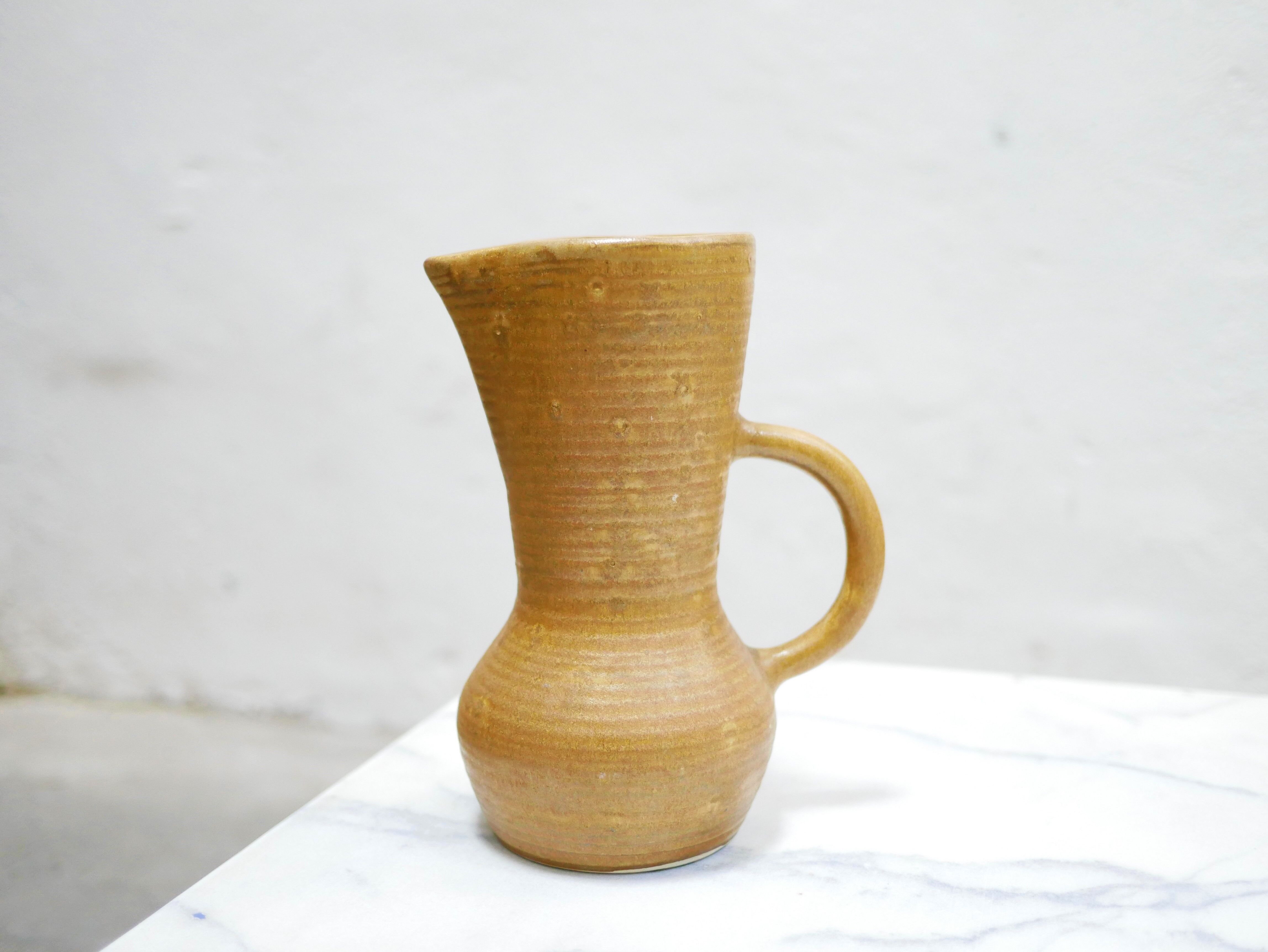 Vintage stoneware pitcher by the digoin factory, France