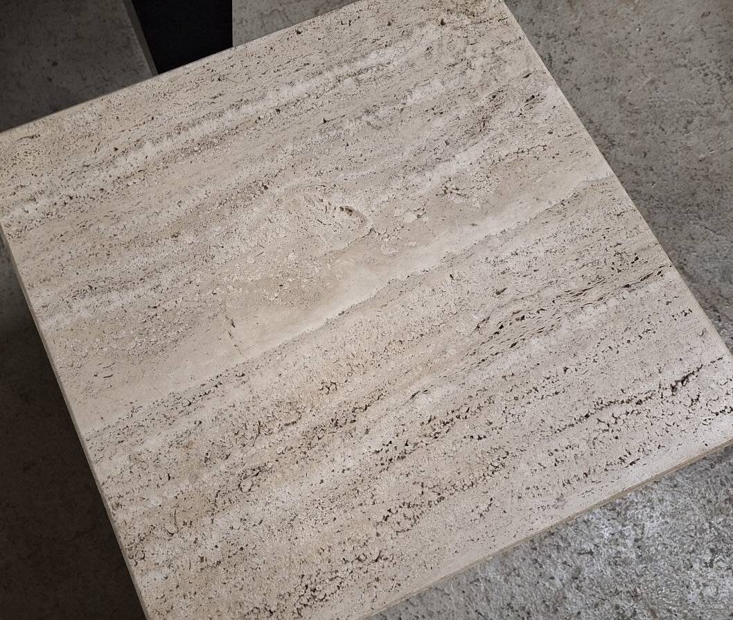 Italian veined travertine coffee table or pedestal