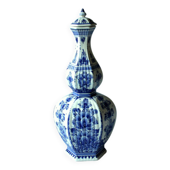Rare Delft porcelain vase with lid, vintage from the 60s