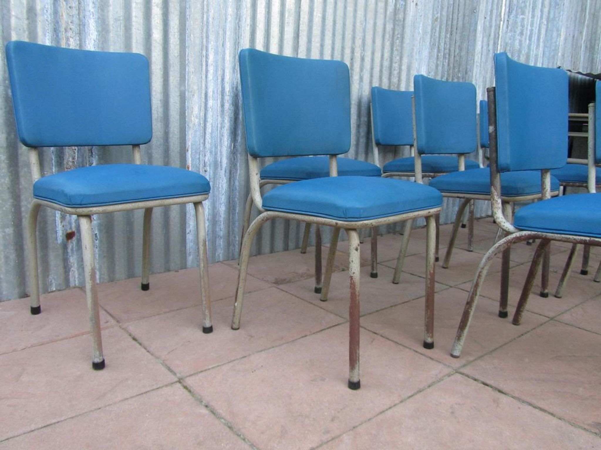 Set of 9 original Tubax chairs attributed to Willy Van Der Meeren, Belgium, 1950s