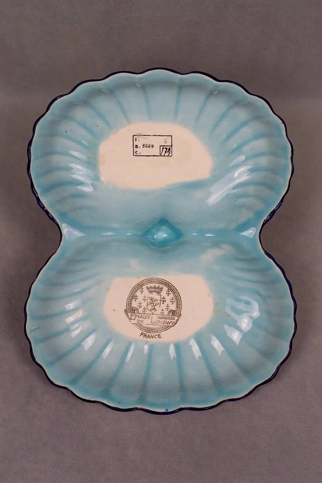 Beggar / servant in Longwy earthenware – floral decoration, 1950s