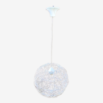 Muria suspension lamp in white rattan 32 cm electrified diameter