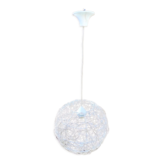Muria suspension lamp in white rattan 32 cm electrified diameter
