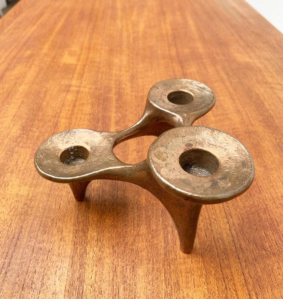 Vintage German brutalist metal candlestick by Harjes.