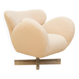 "Bear" rotating armchair in 80's curly wool