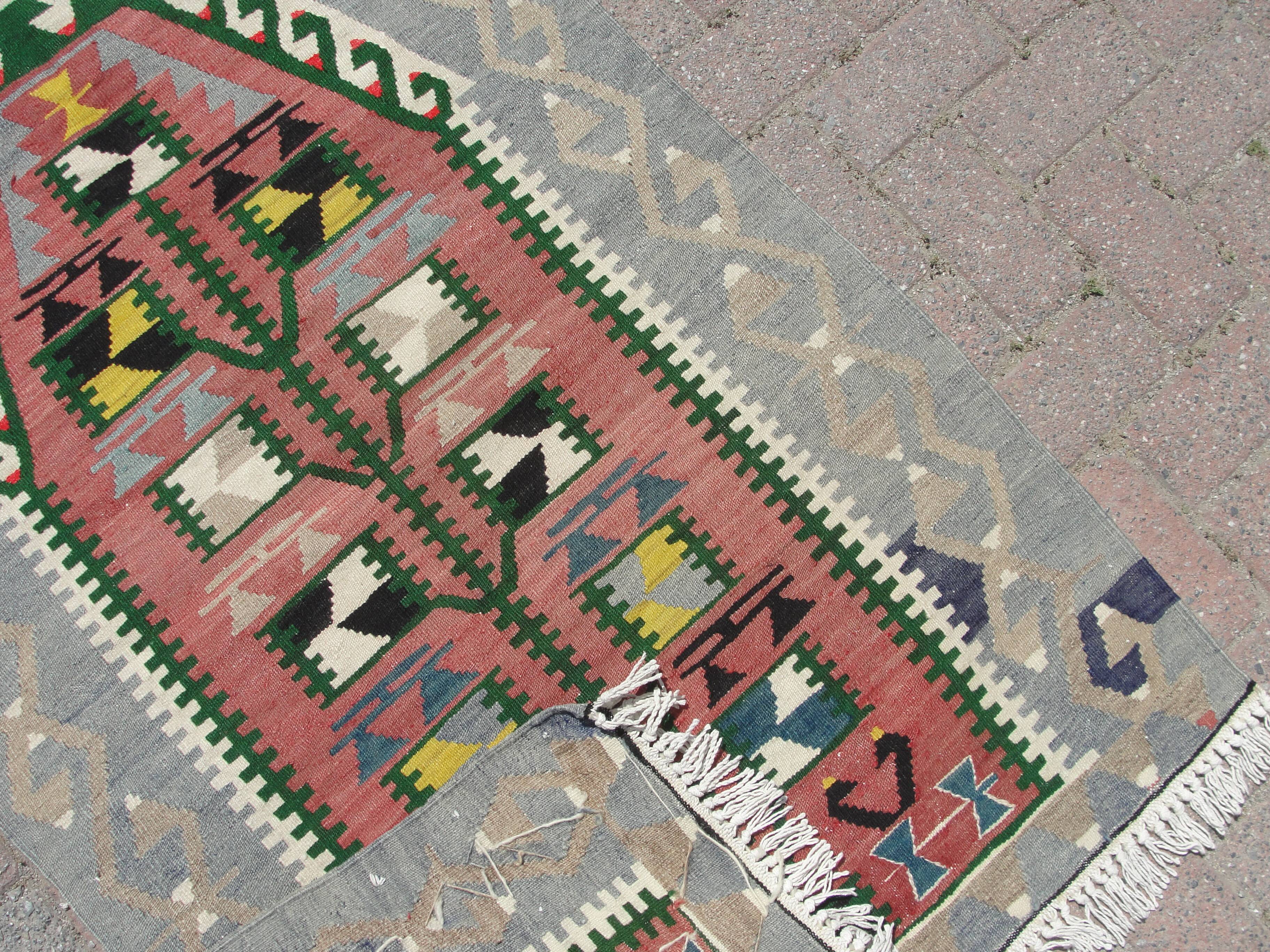 Small handmade area kilim rug carpet