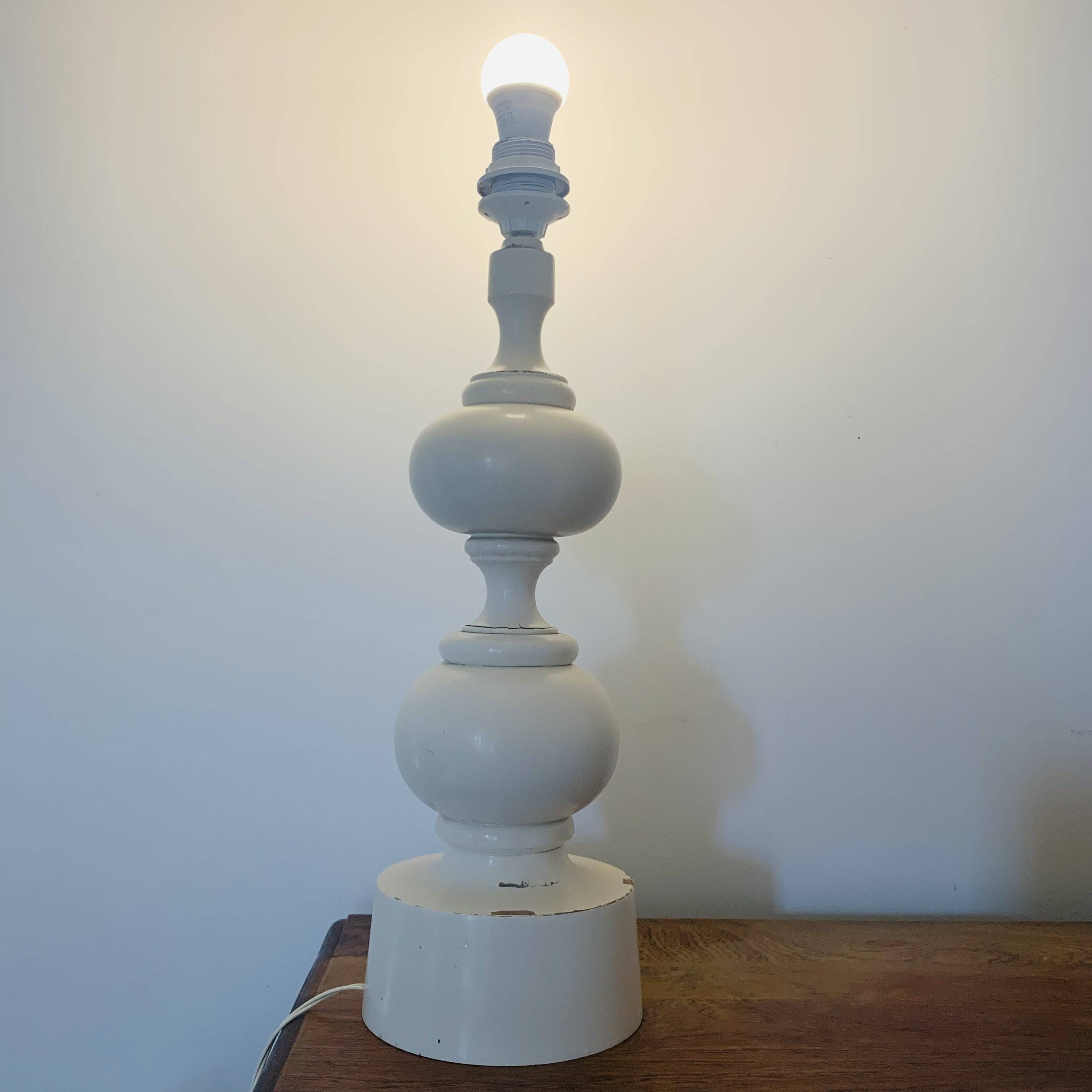 Large turned wooden lamp base