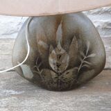 Vintage 1970 Art ceramic bedside lamp Herbarium style