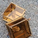 Pair of wall lamps in smoked glass and gilded metal from the 70s/80s