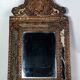 Antique brass repoussé mirror with wooden backing, 59x31 cm, C831.