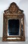 Antique brass repoussé mirror with wooden backing, 59x31 cm, C831.