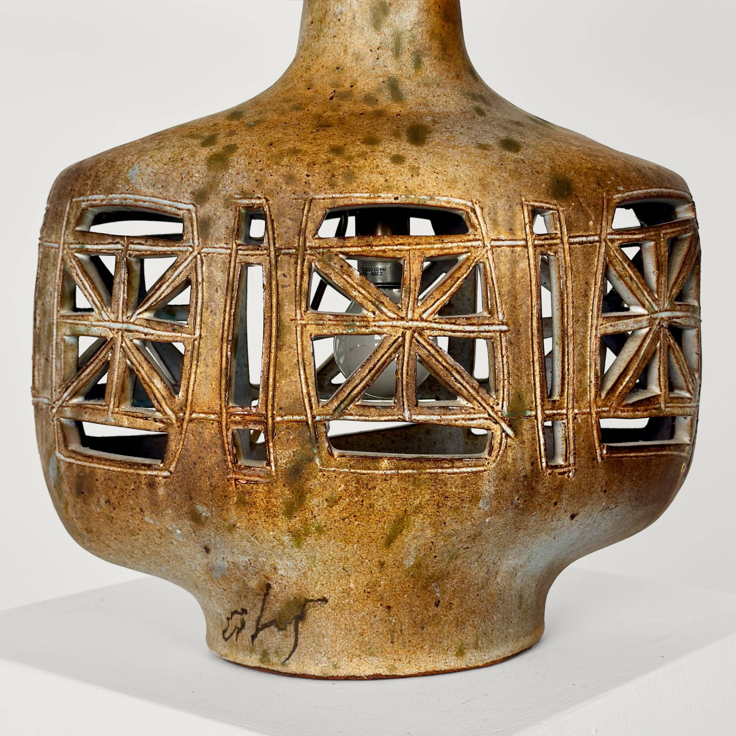 Ceramic lamp by Agnès Escalas, France, circa 1960