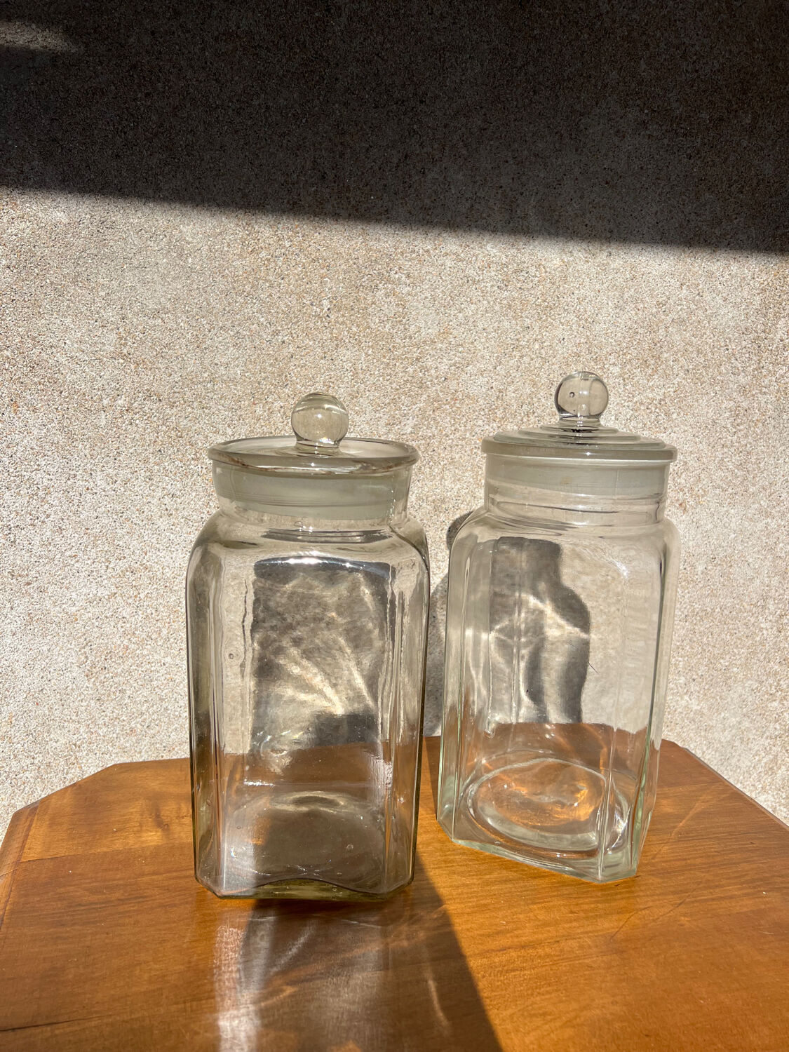 2 vintage glass jars