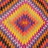 Vintage Oriental Diamond Pattern Large Floor Turkish Kilim Rug 6' X 11'2"